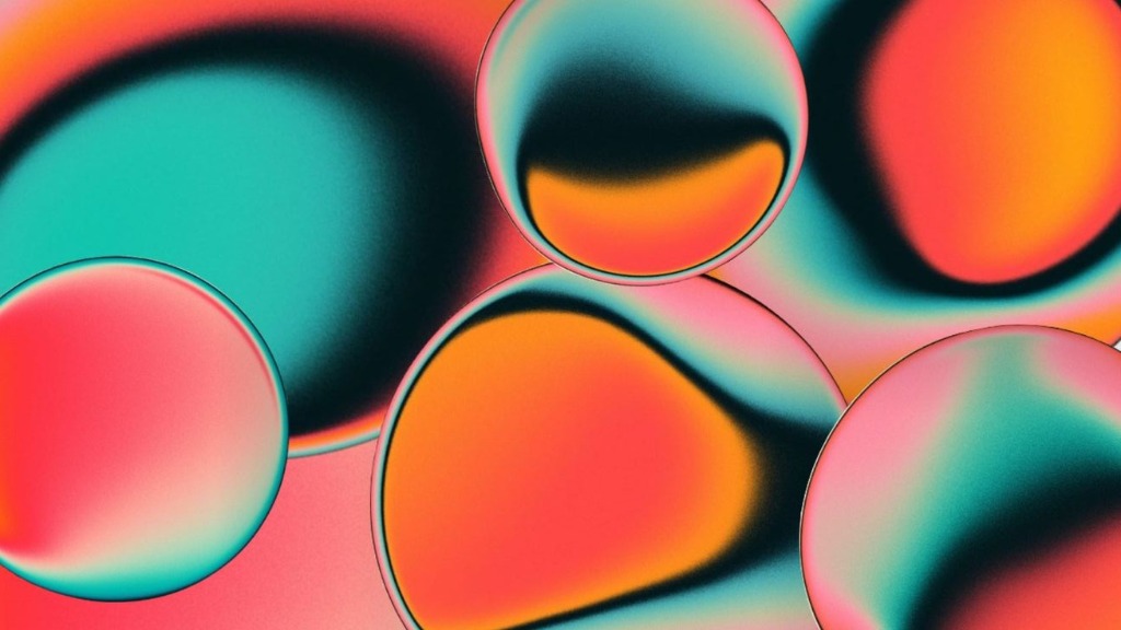 Designiamo Ecosystem - Vibrant abstract organic colorful fluid forms co-creating a dynamic network
